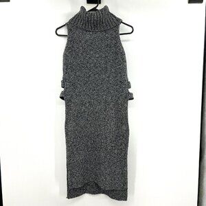 Cliche Wool Blend Turtleneck Heathered Gray Tunic Sleeveless Sweater Small